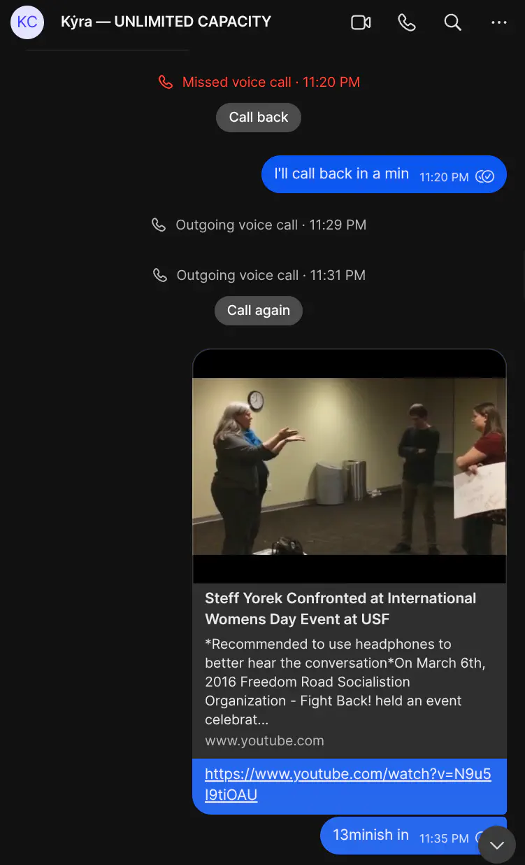 Screenshot of conversation