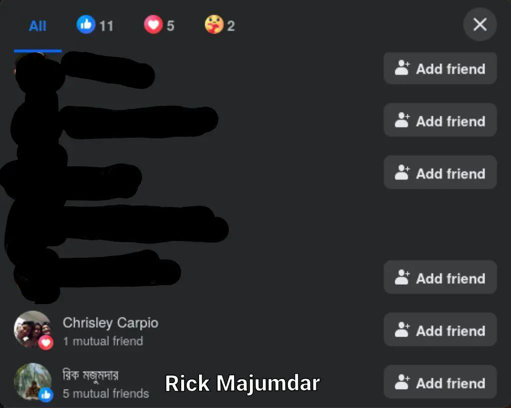 Facebook likes screenshot