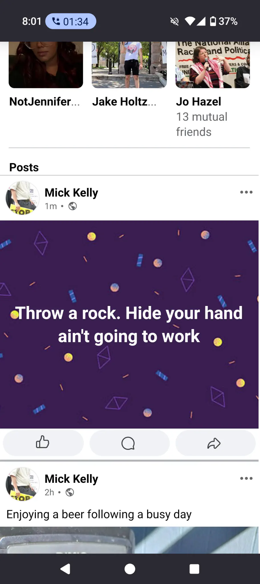 Mick Kelly Facebook post